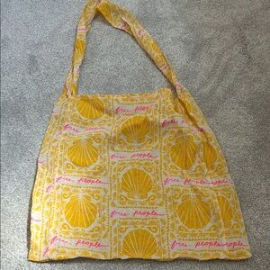 Free People Yellow and Pink Tote Bag